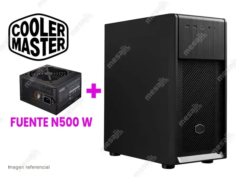 Case Cooler Master Elite 500 Steel + Fuente Elite Nex N500W USB3.2 Black