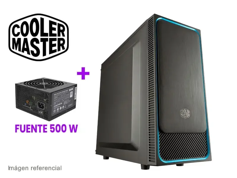 Case Cooler Master MasterBox E500L + Fuente Elite V3 500W