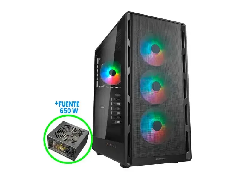 Case Cougar Airface Pure RGB + Fuente Atlas 650 Mid tower Black
