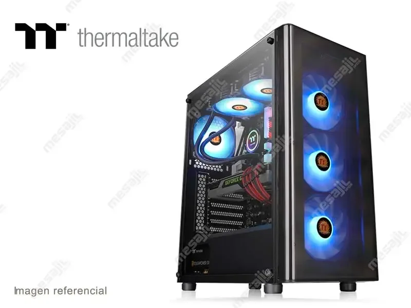 CASE  THERMALTAKE V200 TG RGB EDITION   (CA-3K8-60M1WU-02)  Black  + Fuente 600Watts 80 Plus White