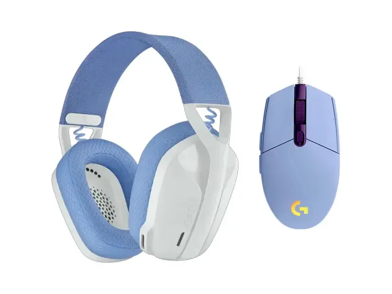 Combo Gamer Logitech G Auricular G435 Ultra-Light BT + Mouse G203 White/Lilac