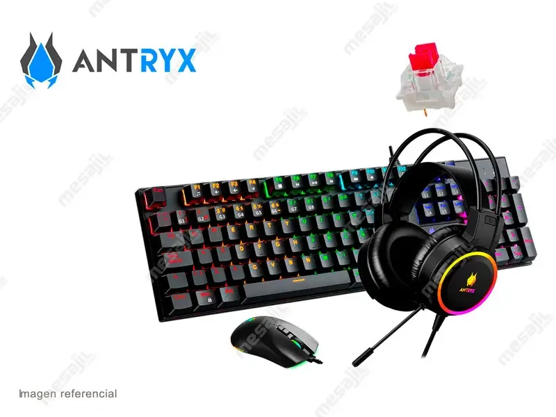 Combo Gaming Antryx Teclado Mecanico + Mouse  + Audifono GC-3100 X3 Black/ Red Switch