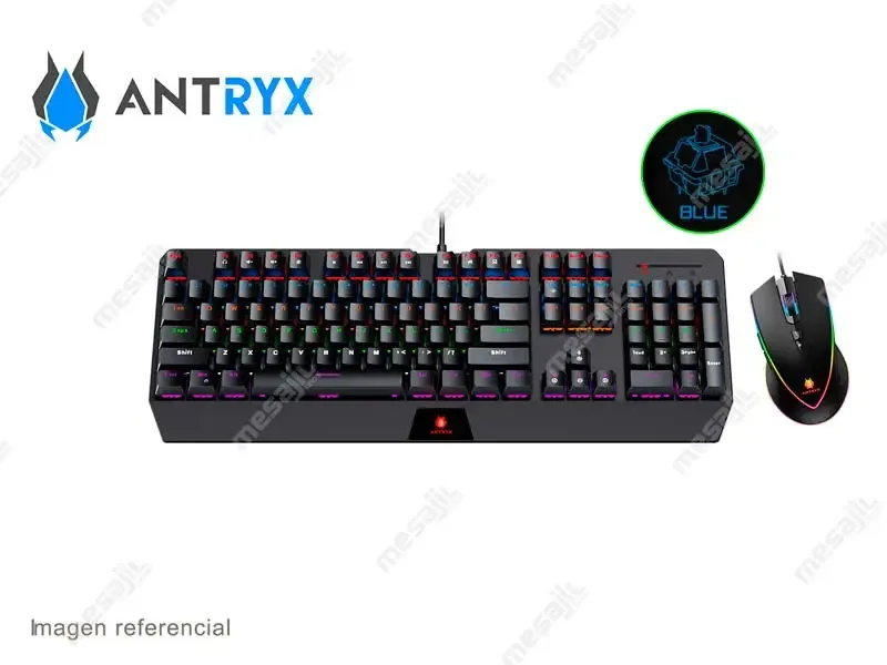 Combo Gaming Antryx Teclado + Mouse Chrome Storm GC-5100 (AGC-5100KBL-SP) Blue Switch