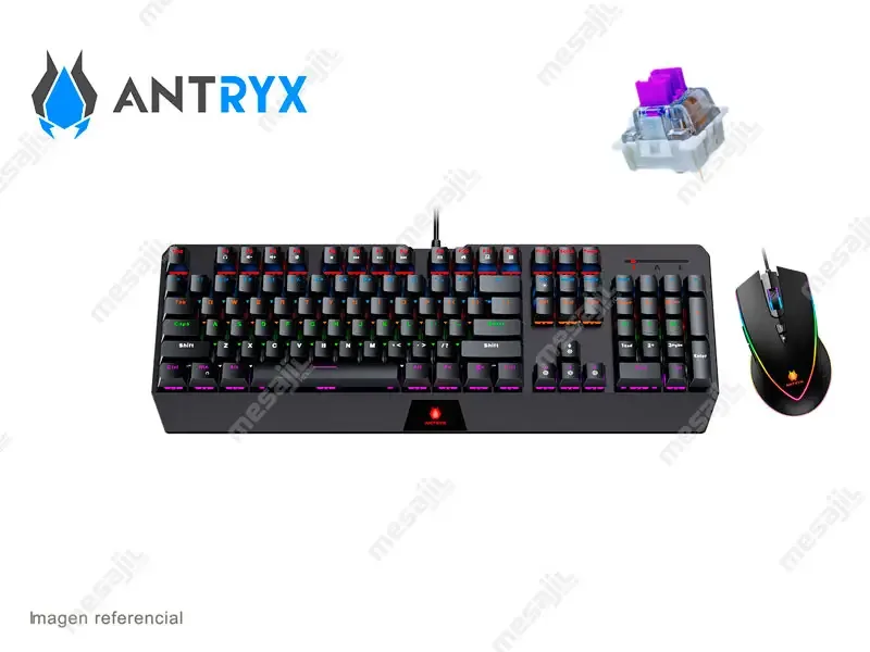 Combo Gaming Antryx Teclado + Mouse Chrome Storm GC-5100 Black / Purple Blue Switch