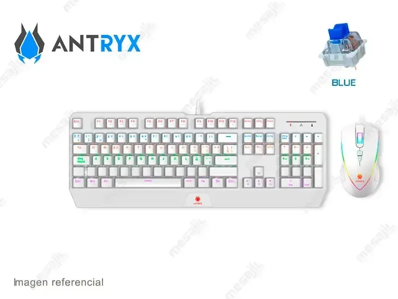 Combo Gaming Antryx Teclado + Mouse Chrome Storm GC-5100 WHITE (AGC-5100WBL-SP) Blue Switch