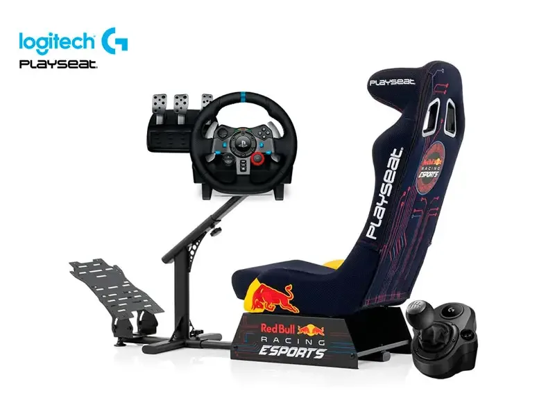 Combo Gaming  para Consolas Playseat Evolution PRO Red Bull Racing + Volante Logitech G G29 + Palanca Logitech G Driving Force