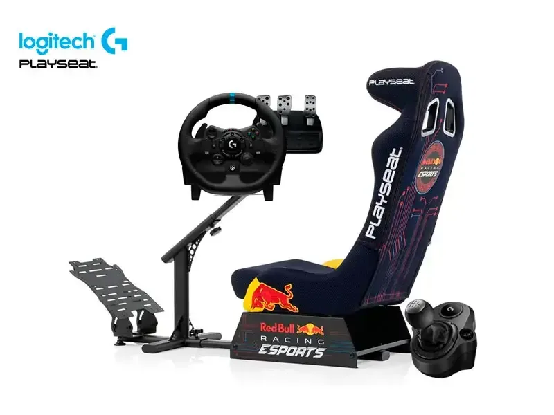 Combo Gaming para PC Playseat Evolution PRO Red Bull Racing + Volante Logitech G G923 + Palanca Logitech G Driving Force