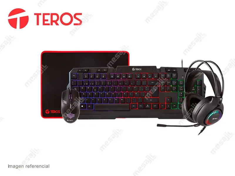 Combo Gaming Teros TE-4063N Teclado + Mouse + Auricular + Mouse Pad Gaming