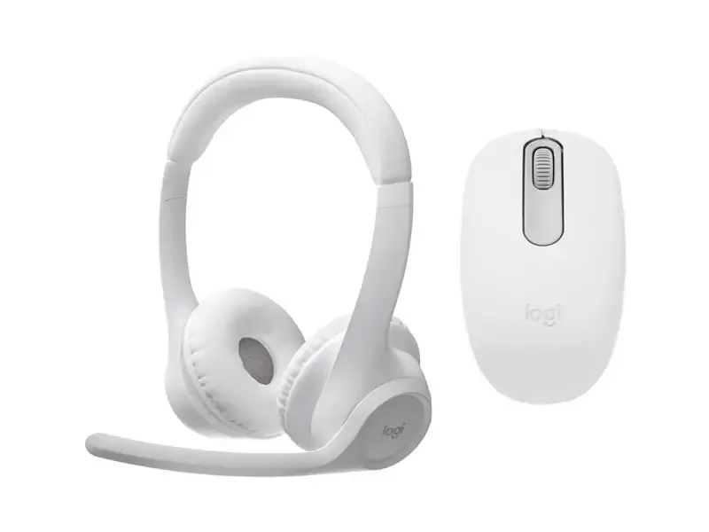 Combo Logitech Auricular Zone 300 + Mouse M196 BT White