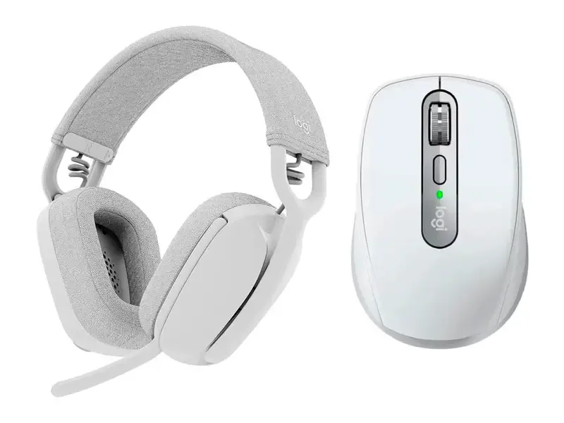 Combo Logitech Auricular Zone Vibe 100 BT + Mouse MX ANYWHERE 3S White Pale Grey