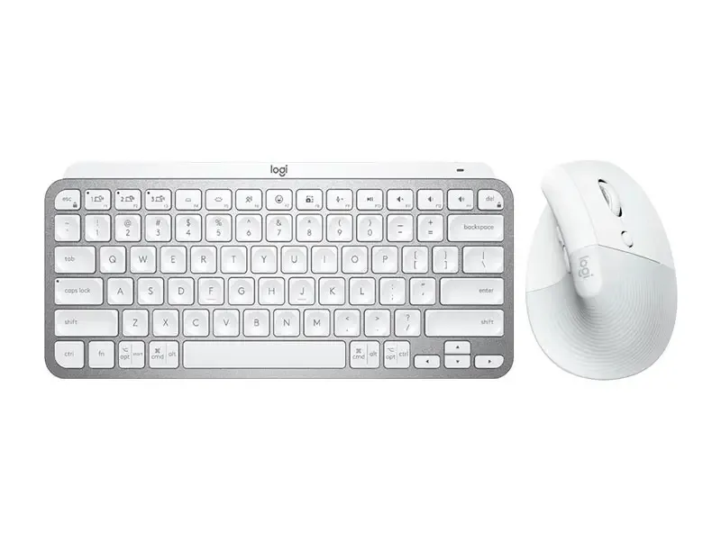 Combo Logitech MX Keys Mini + Mouse Lift Vertical Ergonomic Wireless White/Pale Grey