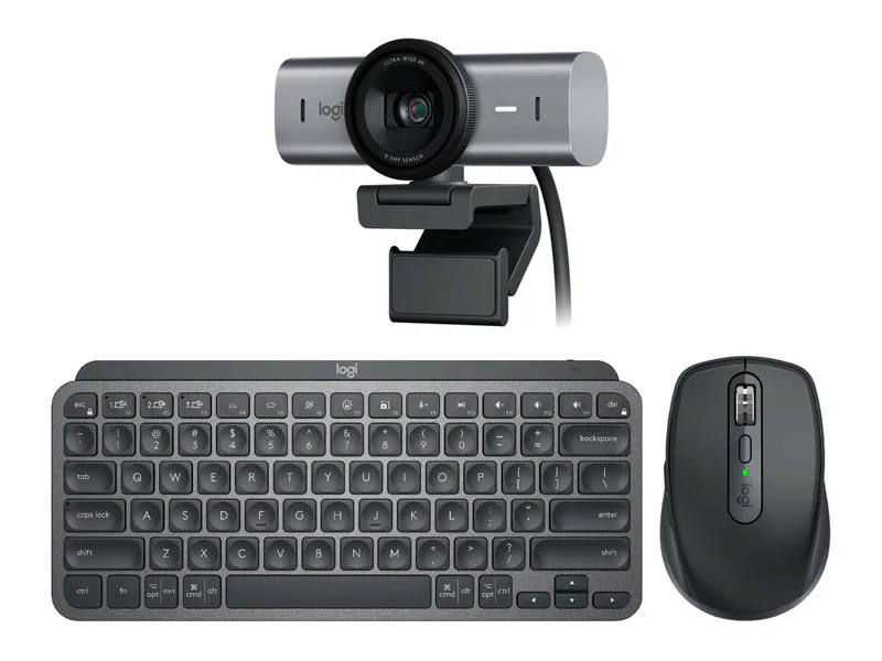 Combo Logitech MX Teclado Keys Mini + Mouse ANYWHERE 3S + Camara brio pro 700 Wireless Graphite