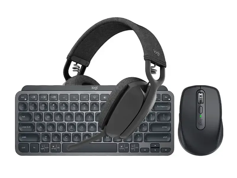 Combo Logitech MX Teclado Keys Mini + Mouse ANYWHERE + Auricular Zone VIBE 100 Black/Graphite
