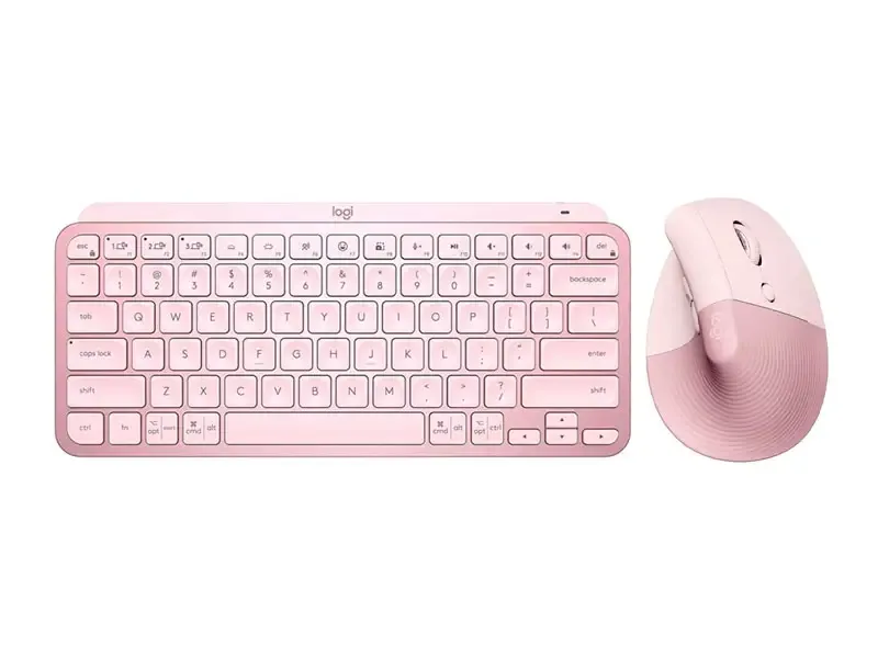 Combo Logitech Teclado MX Keys Mini + Mouse Lift Vertical Ergonomic Wireless Rose