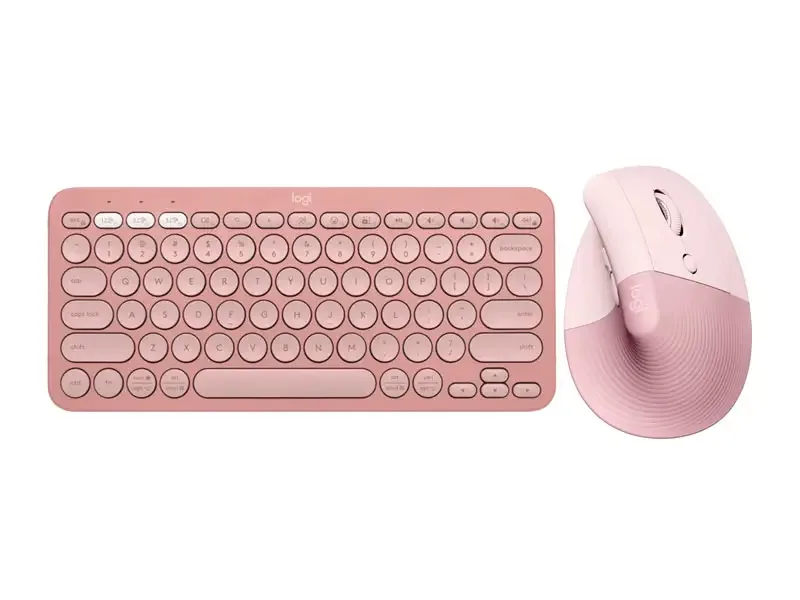 Combo Logitech Teclado Pebble 2 K380S + Mouse Lift Vertical Ergonomic Wireless Rose