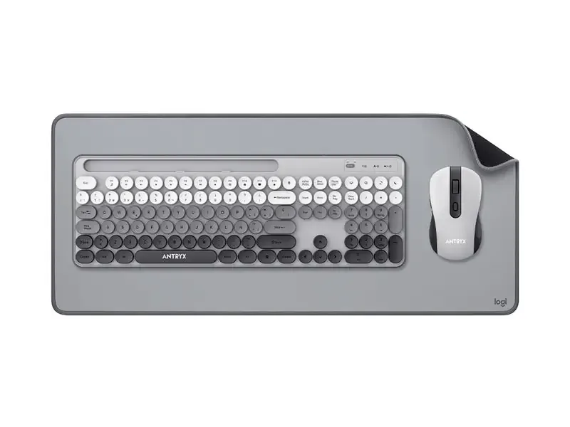 Combo Teclado + Mouse Antryx WS-970 + Mouse Pad DeskPad 300 x 700mm Gris claro