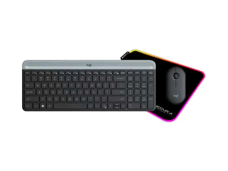 Combo Teclado + Mouse Logitech MK470 + Mouse Pad Accura 33 RGB