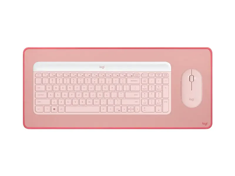 Combo Teclado + Mouse Logitech MK470 + Mouse Pad DeskPad 300 x 700mm Rose