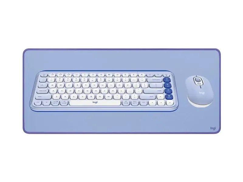 Combo Teclado + Mouse Logitech POP ICON + Mouse Pad DeskPad 300 x 700mm Lilac