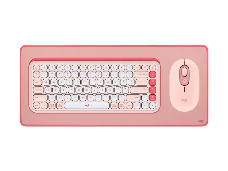 Combo Teclado + Mouse Logitech POP ICON + Mouse Pad DeskPad 300 x 700mm Rose