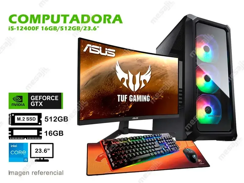 COMPUTADORA GAMING BASIC I i5-12400F 16GB/512GB/VD4GB/23.6" (30-1727)