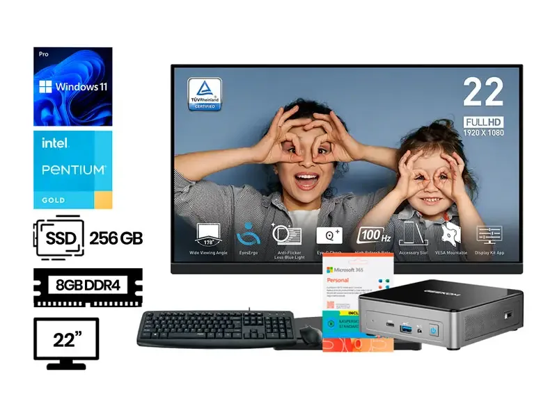 COMPUTADORA GEEKOM Air 12 Intel Pentium Gold 7505 8GB SSD256GB + Monitor 22"  W11Pro