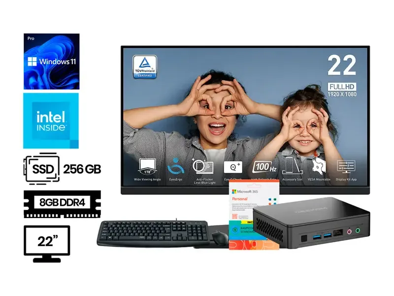 COMPUTADORA GEEKOM Air 12 Lite N95 8GB SSD256GB + Monitor 22" W11Pro
