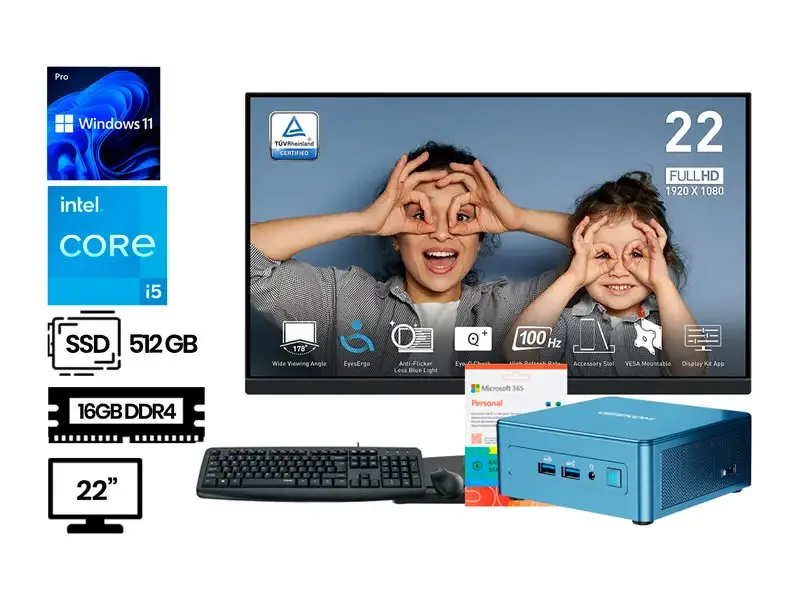 COMPUTADORA GEEKOM IT12 Core i5-12450H 16GB SSD512 + Monitor 22"  W11Pro