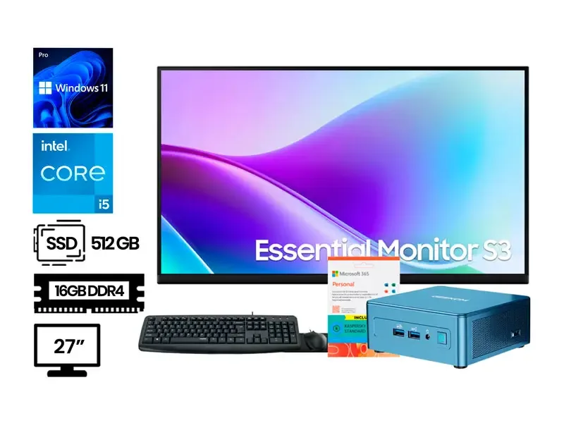 COMPUTADORA GEEKOM IT12 Core i5-12450H 16GB SSD512 + Monitor 27" W11Pro