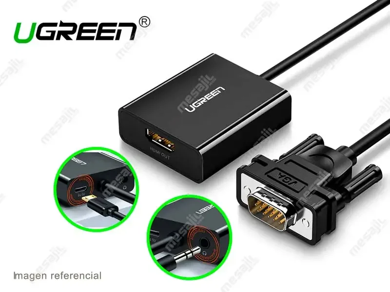 Convertidor UGREEN VGA macho a HDMI hembra  (50945)