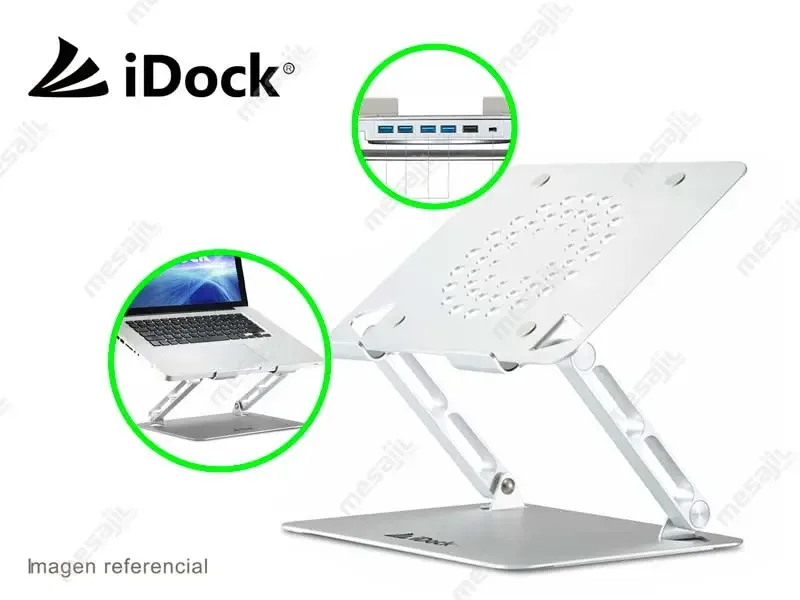 Cooler para Laptop iDock Diamond i50 4 USB 3.0 Aluminio Silver