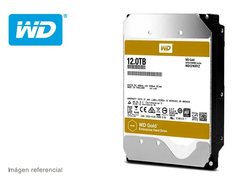 Disco Duro de 12TB Interno Western Digital Gold SATA 3.5" (WD121KRYZ)