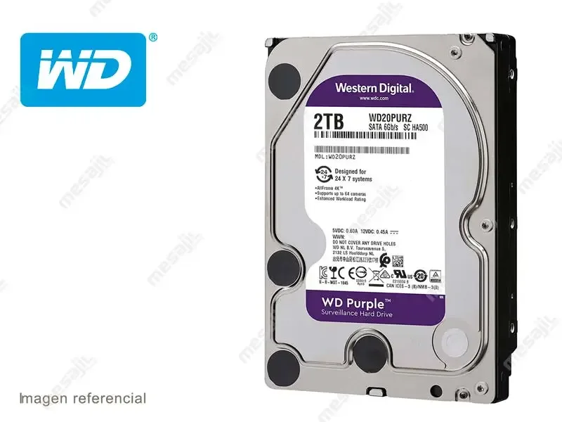Disco Duro de 2TB Interno Western Digital Purple NVR SATA 3.5"