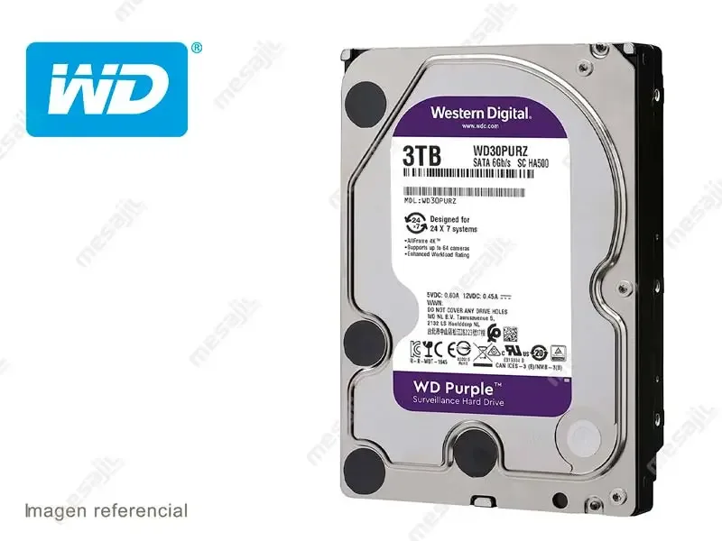 Disco Duro de 3TB Interno Western Digital Purple NVR SATA 3.5"