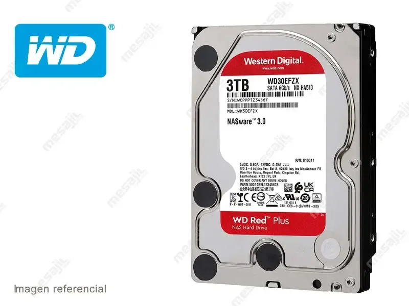 Disco Duro de 3TB Interno Western Digital Red Plus NAS SATA 3.5" 128MB