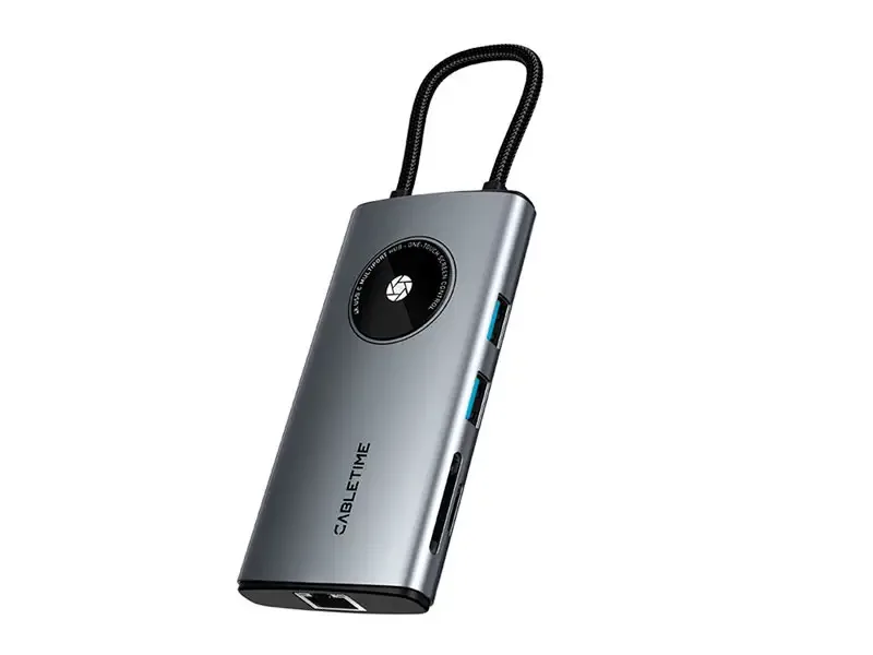 Docking Station CABLETIME CB92G USB-C a 8 Puertos: HDMI USB-A UBS-C 1SDTF 1LAN