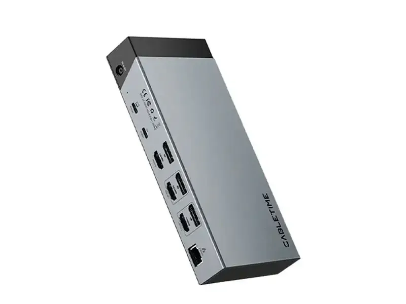 Docking Station CABLETIME TB20G 20 Puertos: HDMI DP USB-A UBS-C 1SDTF 1LAN