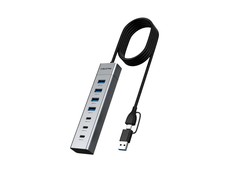 HUB CABLETIME CB58G USB-A/C a 7 en 1 + 4 USB-A /3 USB-C