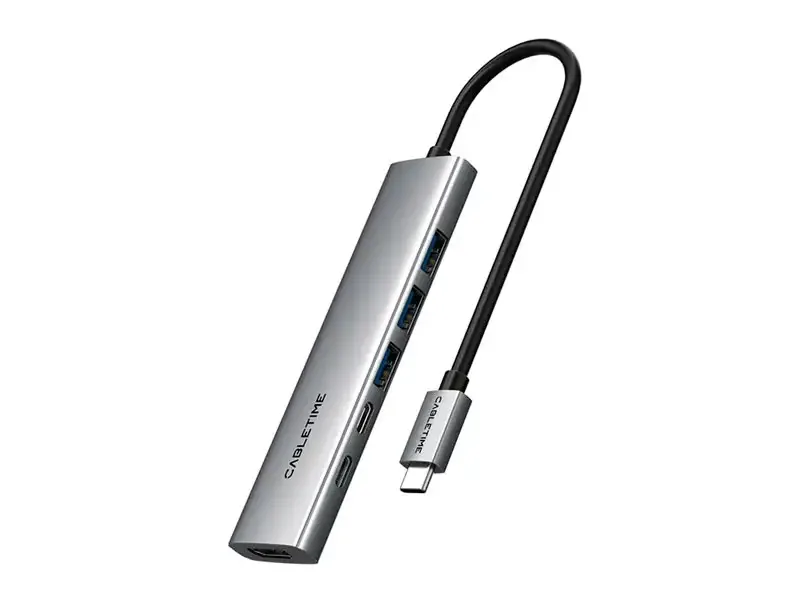HUB CABLETIME HB01G USB-C a 6 Puertos : HDMI USB-A USB-C