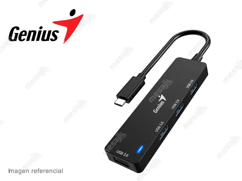 HUB Genius UH-400 USB-C a 4-USB-A 3.0 Black