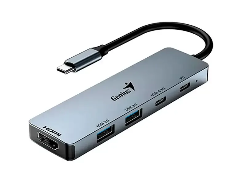 HUB Genius UH-500  USB-C a 2-USB-A/1-USB-C/1-HDMI 4K/PD 100W