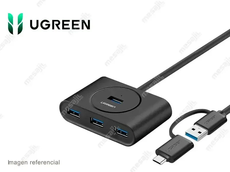 Hub UGREEN 2 en 1 de 4  Puertos USB 3.0  + Adaptador type-C (40850)