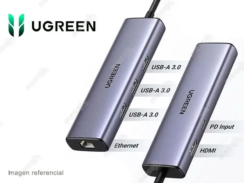 Hub UGREEN 6 en 1 USB-C a  USB 3.0/HDMI/RJ45 (15598)