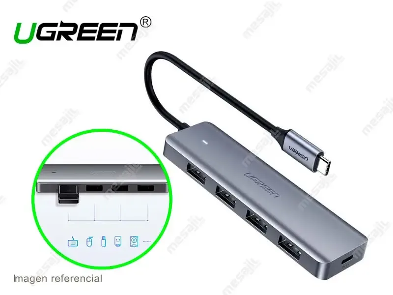 Hub UGREEN CM219 USB-C a 4 port USB 3.0 C/ Fuente de alimentacion (70336)