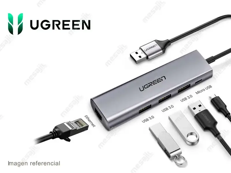Hub UGREEN USB 3.0 a 3 port USB 3.0 + 1 red RJ45 Gigabit + 1 Micro USB  (60812)