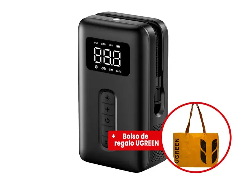 INFLADOR PORTATIL UGREEN CD259-15951 para Autos, Motos, Bicicletas y Pelotas.