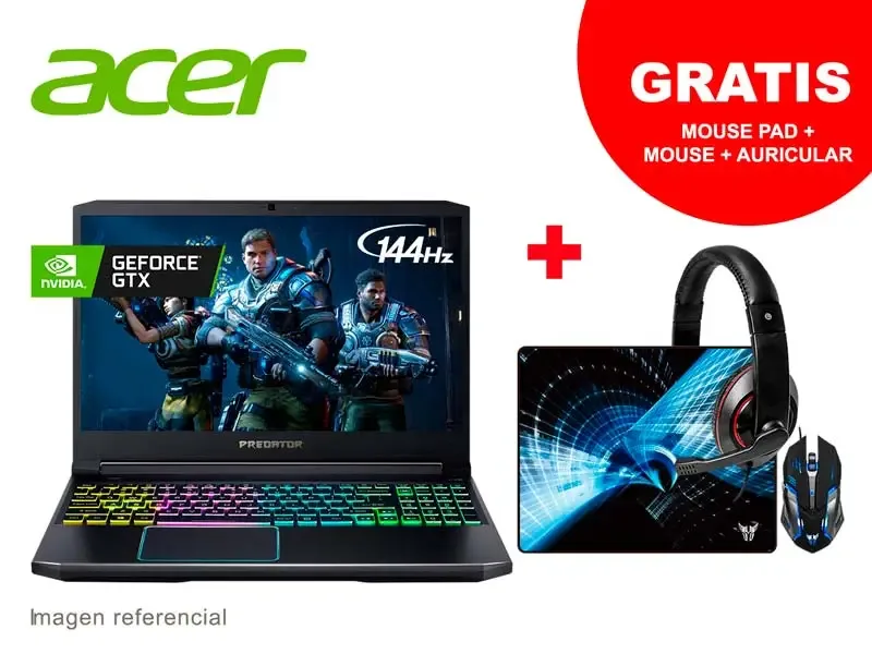 Laptop Acer Gaming Predator Helios 300 PH315-53-763A i7 1050H 16GB/1TB+256GB SSD/V6GB/Linux/No incluye windows