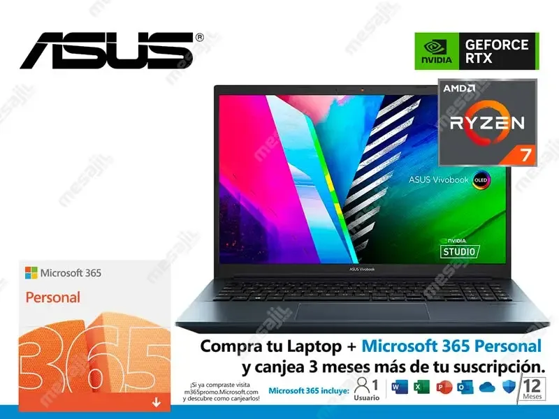 Laptop ASUS M3500QC-L1356 AMD R7-5800H 16GB/512GB M.2/V4GB RTX 3050/15.6"