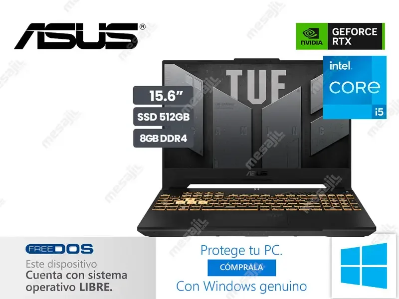 Laptop ASUS TUF Gaming F15 FX507ZC4-HN005 Intel i5-12500H 8GB/SSD512GB/RTX3050 V4GB/15.6 FHD"/FreeDos