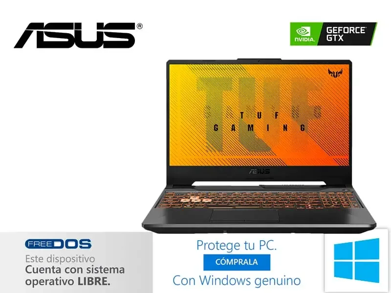 Laptop ASUS TUF Gaming FX506LH-HN002 Intel Core i5-10300H 8GB/SSD512GB/V4GB/15.6" No incluye windows